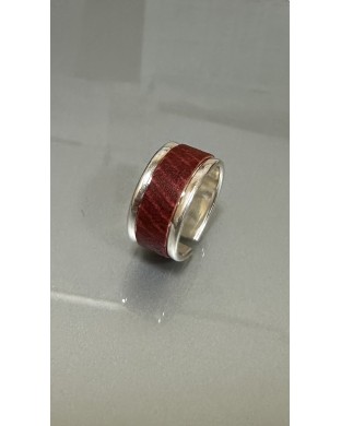 Bague en laiton argenté - couleur brique