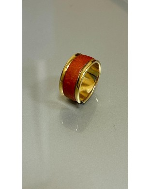 Bague en laiton doré - couleur rouge