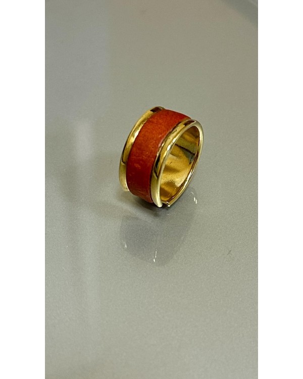 Bague en laiton doré - couleur rouge