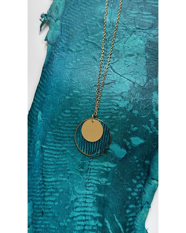 Collier acier inoxydable - bleu turquoise