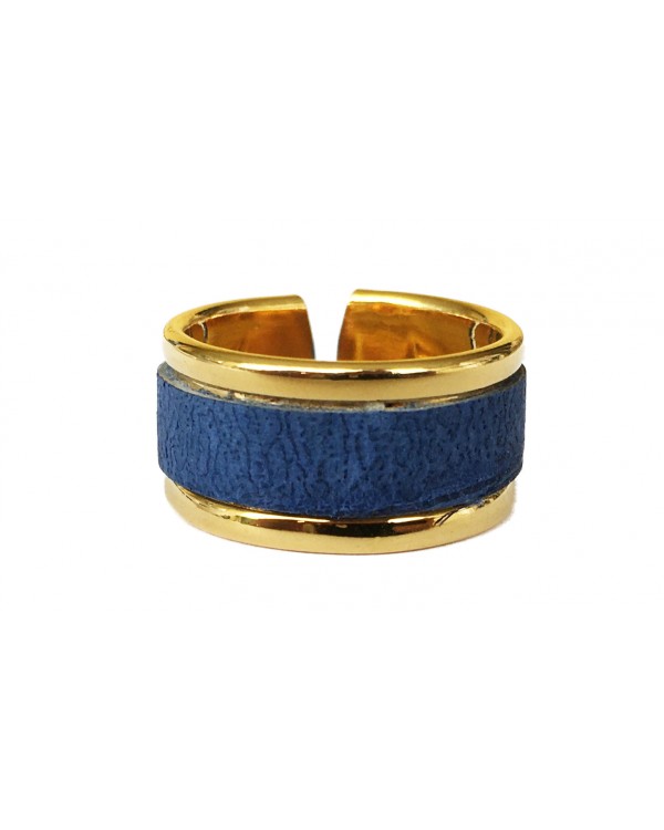 Bague en laiton doré - couleur bleu roi